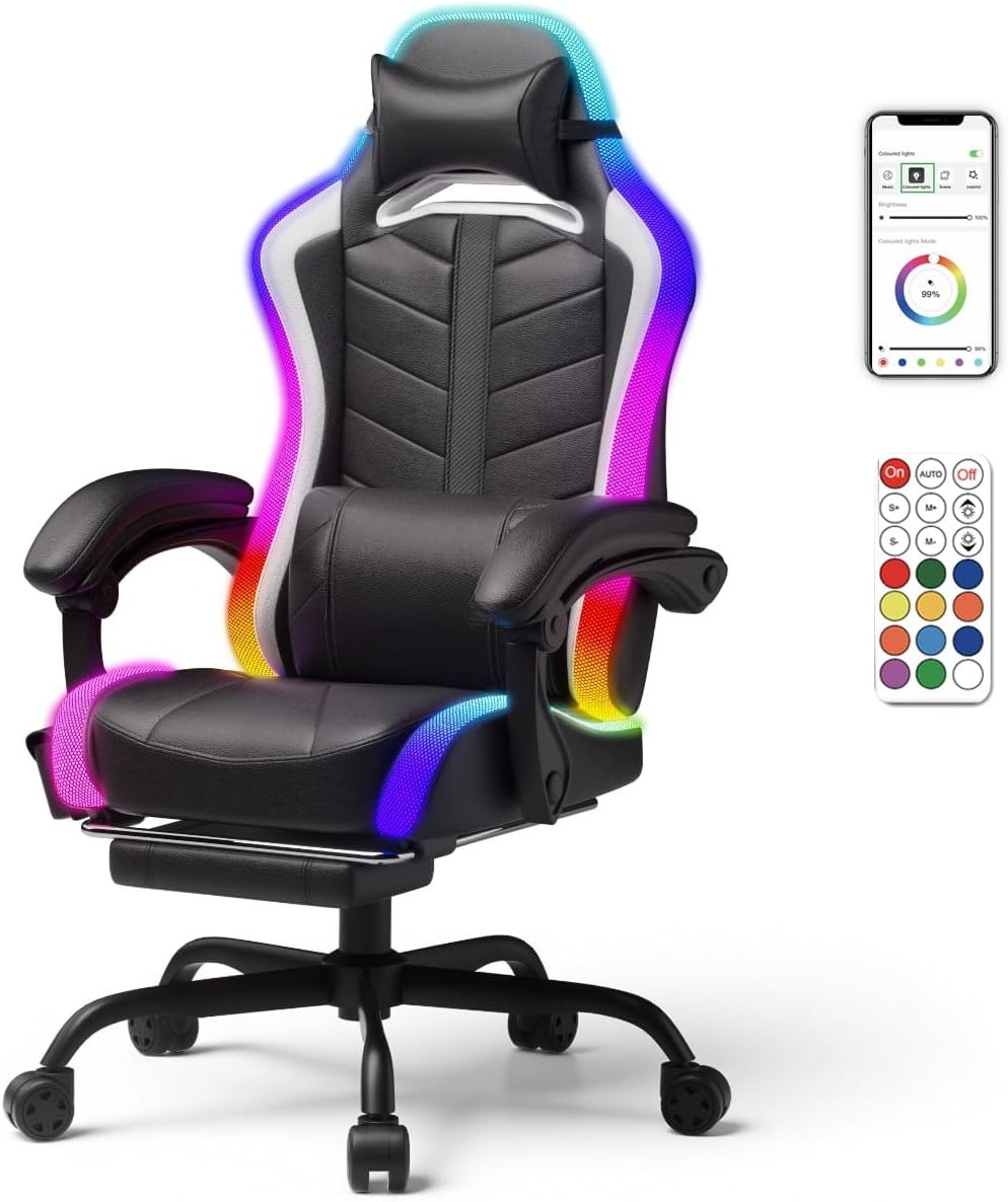 Speakers - Gaming-Stuhl aus Premium-PU-Leder mit hoher Rückenlehne,