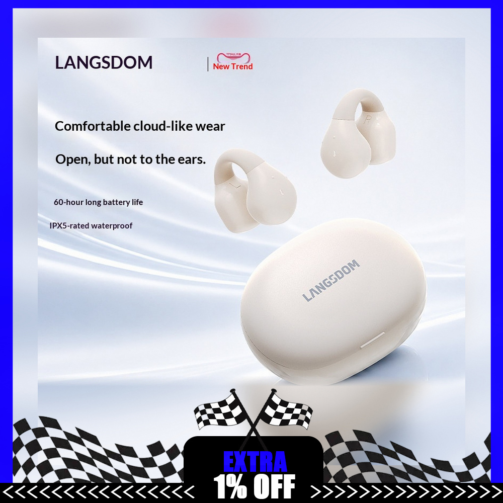 Bone Conduction Running Headphones - LANGSDOM TS03PRO Open-Ear-Clip Bluetooth-Kopfhörer Kabellose Luftleitungs-Sport-Ohrhörer