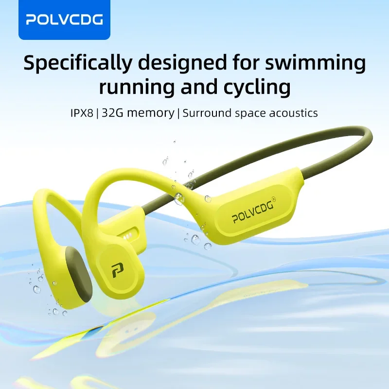 Bone Conduction Running Headphones - POLVCDG X9 Knochenleitungs-Schwimmkopfhörer 32G IPX8 Wasserdicht